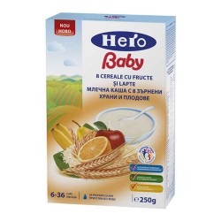 8 cereale cu fructe si lapte Hero, 6+ luni, 250g