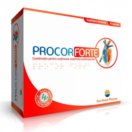 Procor Forte cu conezima Q10 – protejeaza sistemul cardiovascular 30 capsule Sun Wave Pharma
